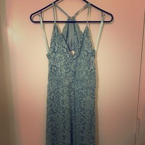 Green Lace Backless Dress